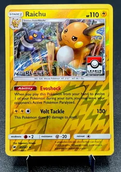 Raichu 41/147 LP 2nd Place Reverse Holo Rare Pokemon League Challenge Promo! - Image 1