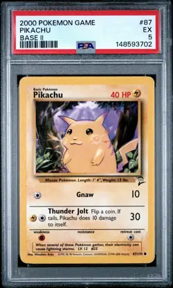 2000 Pokemon Game Base Set II # 87 Pikachu PSA 5 No Reserve .99 bid - Image 3