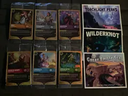 Disney Lorcana Wilds Unknown Prerelease Promo Set 6 Cards + Postcard 3 Set TCG - Image 1
