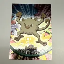 Mankey Pokemon Card Foil Topps #56 TV Animation Edition Black Logo - Image 1