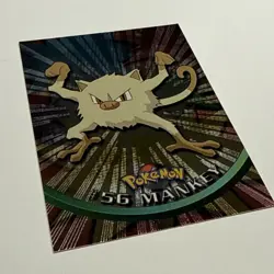 Mankey Pokemon Card Foil Topps #56 TV Animation Edition Black Logo - Image 2