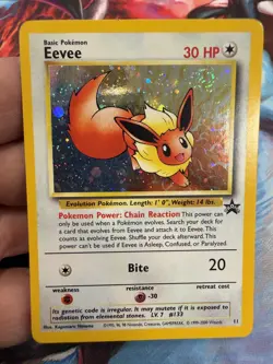 Eevee Promo 11 NM Vintage Holo Pokemon Card Black Star Promo NM Swirl - Image 1