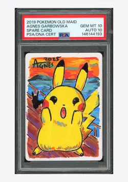 Pokemon PSA 10 AUTO 10 Spare Card Pikachu Agnes Garbowska 2019 Old Maid JPN - Image 1