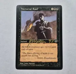 GOLD SIGNED UNPLAYED NM MAGIC MIRAGE NOCTURNAL RAID NM JOHN MATSON EDH CUBE VTG - Image 1