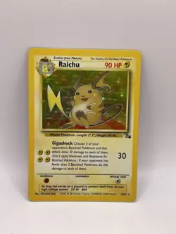 1999 Holo Rare WOTC Pokemon Card Raichu 14/62 Fossil TCG - Image 1