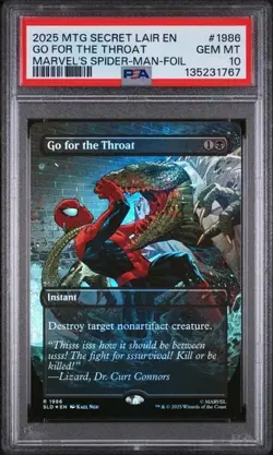 MTG GO FOR THE THROAT 1986 PSA 10 Secret Lair x Marvel's Spider-Man 2025 Foil - Image 1