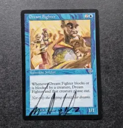 UNPLAYED Signed Dream Fighter NM Mirage Drew Tucker MTG Magic Vintage - Image 1