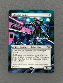 Chrome Dome MTG Teenage Mutant Ninja Turtles Hand Painted Borderless Altered Art - Image 1