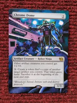 Chrome Dome MTG Teenage Mutant Ninja Turtles Hand Painted Borderless Altered Art - Image 2