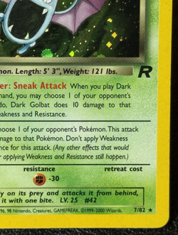 Dark Golbat 7/82 - 1st Edition Holo Rare - Vintage Pokemon TCG: Team Rocket - HP - Image 4