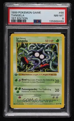 Tangela Shadowless 1st Ed. Pokemon Base Set PSA 8 1999 - Image 1
