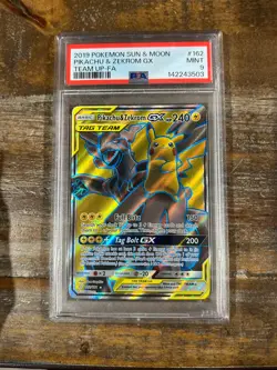 POKEMON 2019 Sun Moon Team Up Full Art PIKACHU ZEKROM GX #162 PSA 9 Mint - Image 1