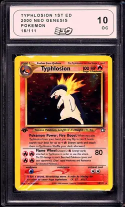 Pokemon 2000 Typhlosion 18/111 1st Edition Holo Neo Genesis Off Center MEW 10 - Image 1