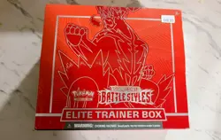tear Sealed Pokemon TCG Sword and Shield Battle Styles Elite Trainer Box ETB Red 820650808357 - Image 1