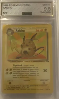 Pokemon Fossil Raichu 29/62 Rare Regular AGS 9.5 Graded 1999 - Image 1