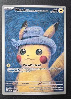 Pokemon Pikachu TCG Grey Felt Hat #085 Promo Van Gogh Pikachu Authentic - Image 1