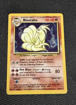 Ninetales Holo Unlimited Rare Pokemon TCG Card 12/102 Base Set LP - Image 1