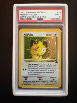 2000 POKEMON PROMO BLACK STAR GAME BOY #10 MEOWTH-HOLO PSA 9 - Image 1