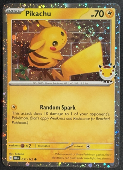 Pikachu 051 Pokemon Day 30th Anniversary Stamped Cosmos Holo Swirl NM+ - Image 1