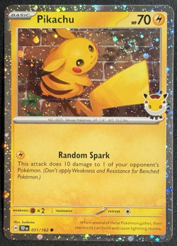 Pikachu 051 Pokemon Day 30th Anniversary Stamped Cosmos Holo Swirl NM+ - Image 2