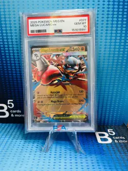 2025 POKEMON MEG EN-MEGA EVOLUTION #077 MEGA LUCARIO EX PSA 10 - Image 1
