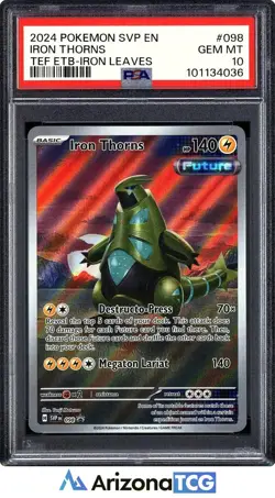 Pokemon 2024 Iron Thorns 098 Iron Leaves ETB Promo Temporal Forces GEM MT PSA 10 - Image 1