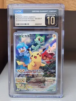 CGC 10 Pristine Pikachu Scarlet & Violet Japanese Promo 001/SV-P Pokemon Card - Image 1