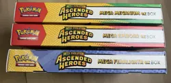 3 Pokemon TCG Ascended Heroes Mega ex Box Art Set Feraligatr Emboar Meganium New - Image 1