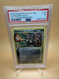 2006 Pokemon ex Dragon Frontiers #100/101 Charizard Gold Star Holo PSA 1 PR - Image 1