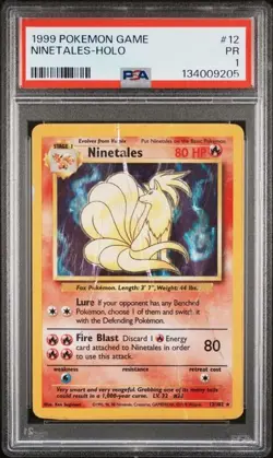 Pokemon PSA 1 Ninetales Base Set 12/102 Holo Rare - Image 1