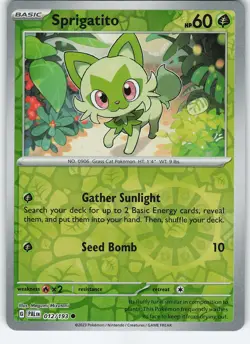 Sprigatito - 012/193 Common Reverse Holo SV02: Paldea Evolved NM Pokemon - Image 1