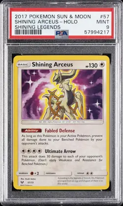 2017 POKEMON SUN & MOON SHINING LEGENDS #57 SHINING ARCEUS-HOLO PSA 9 - Image 1