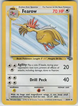 Pokemon TCG Fearow Uncommon Jungle 36/64 - Image 1