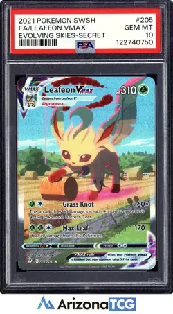 Pokemon 2021 Leafeon VMAX 205/203 Alt Art SR Evolving Skies GEM MINT PSA 10 - Image 1