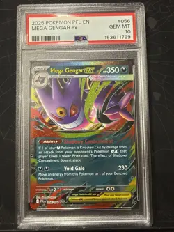 2025 POKEMON PFL EN-PHANTASMAL FLAMES #056 MEGA GENGAR EX PSA 10 - Image 1