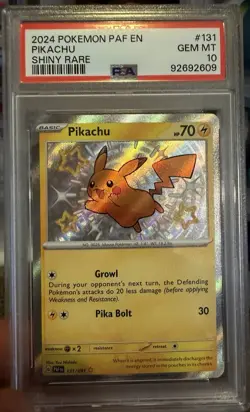 2024 Pokemon Paldean Fates Pikachu English #131 Shiny PSA 10 - Image 1