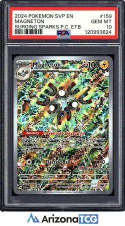 Pokemon 2024 Magneton 159 Pokemon Center Stamp ETB Surging Sparks GEM MT PSA 10 - Image 1