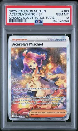 2025 POKEMON MEG EN-MEGA EVOLUTION #183 ACEROLA'S MISCHIEF PSA 10 - Image 1