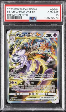 2023 POKEMON SWORD & SHIELD CROWN ZENITH #GG44 FULL ART/MEWTWO VSTAR PSA 10 - Image 1