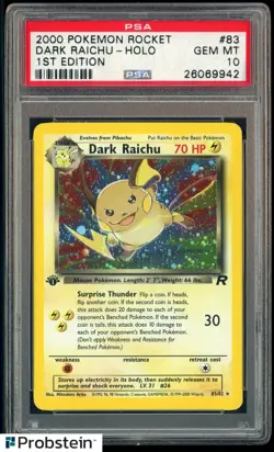 2000 Pokemon Rocket 1st Edition #83 Dark Raichu Holo PSA 10 GEM MINT - Image 1