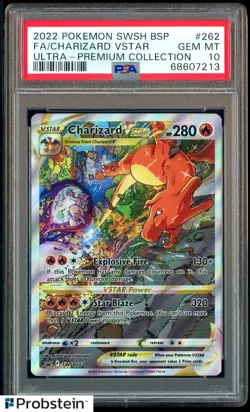 2022 Pokemon SWSH BSP Full Art Charizard STAR Ultra Premium Coll #262 PSA 10 - Image 1