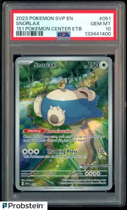 2023 Pokemon 151 Snorlax Pokemon Center ETB #051 PSA 10 Gem Mint - Image 1