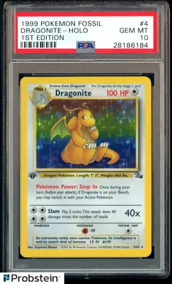 1999 Pokemon Fossil 1st Edition #4 Dragonite Holo PSA 10 GEM MINT - Image 1