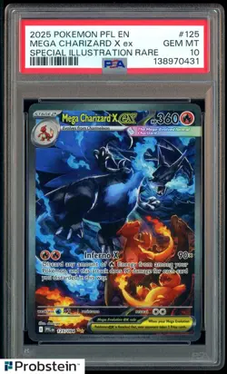 2025 Pokemon PFL EN Special Illustration Rare #125 Mega Charizard X ex PSA 10 - Image 1