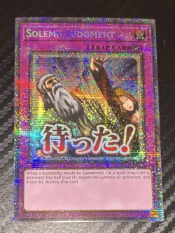 YUGIOH Rarity Collection 5 SOLEMN JUDGEMENT Starlight Rare Stamped RA05-EN124 - Image 1