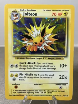 Jolteon 4/64 Holo Rare Jungle Pokemon Card No Symbol Error NM- - Image 1