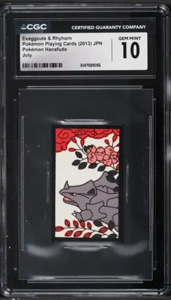 2013 Pokemon Japanese Playing Cards Hanafuda July Exeggcute & Rhyhorn CGC 10 - Image 1