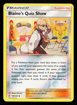 Blaine's Quiz Show 186/236 Reverse Holo Unified Minds Pokemon Card - Image 1
