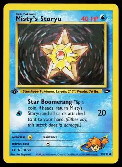 Misty's Staryu 92/132 Common 1st Edition Gym Challenge Pokemon Card - Image 1