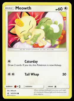 Meowth 147/214 Common Unbroken Bonds Pokemon Card - Image 1